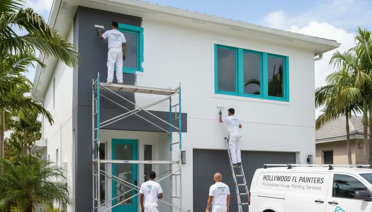 Professional house painters in Fort Lauderdale FL painting exterior home with quality finishes
